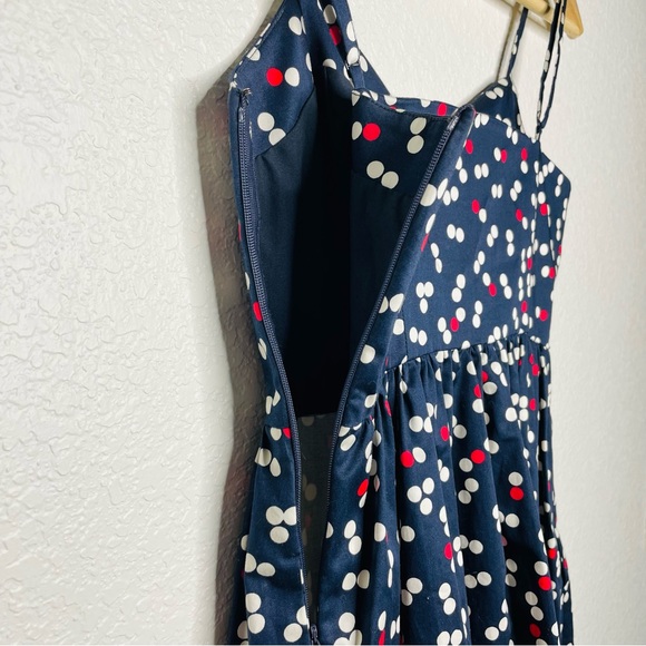 Gap Navy Blue Dress with red and white polka dots Size 0 Adjustable straps USA - Picture 5 of 8